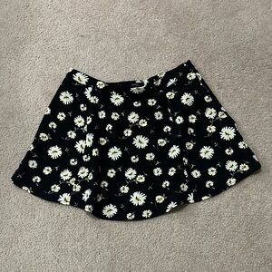 Forever 21 Black Skirt with White and Yellow Floral Pattern
